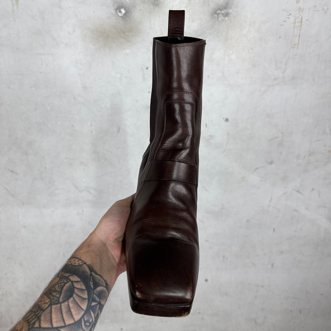 Rick Owens Square Toe Heeled Chelsea Boot