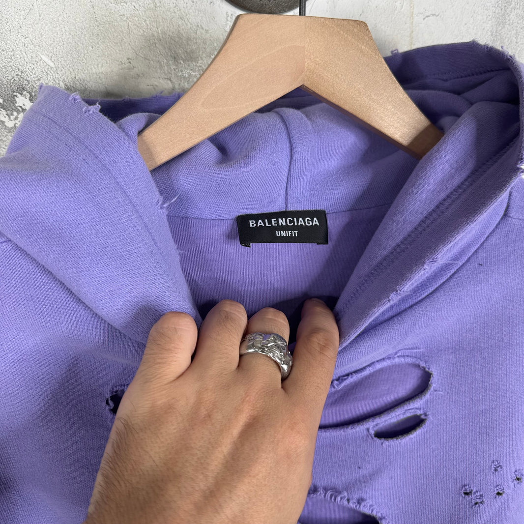 Balenciaga Purple Ripped Hoodie