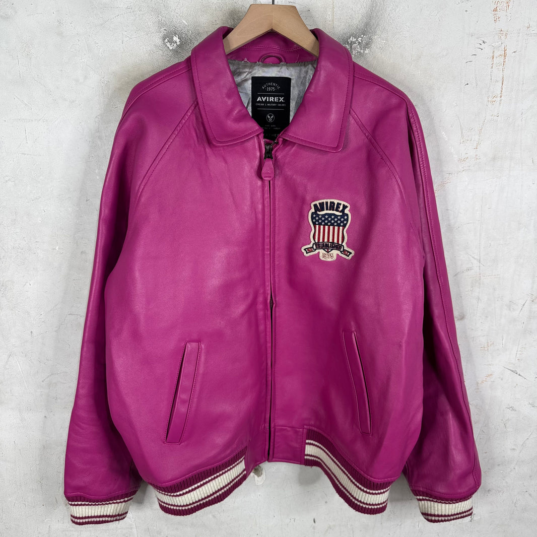 Avirex Pink Crest Leather Jacket