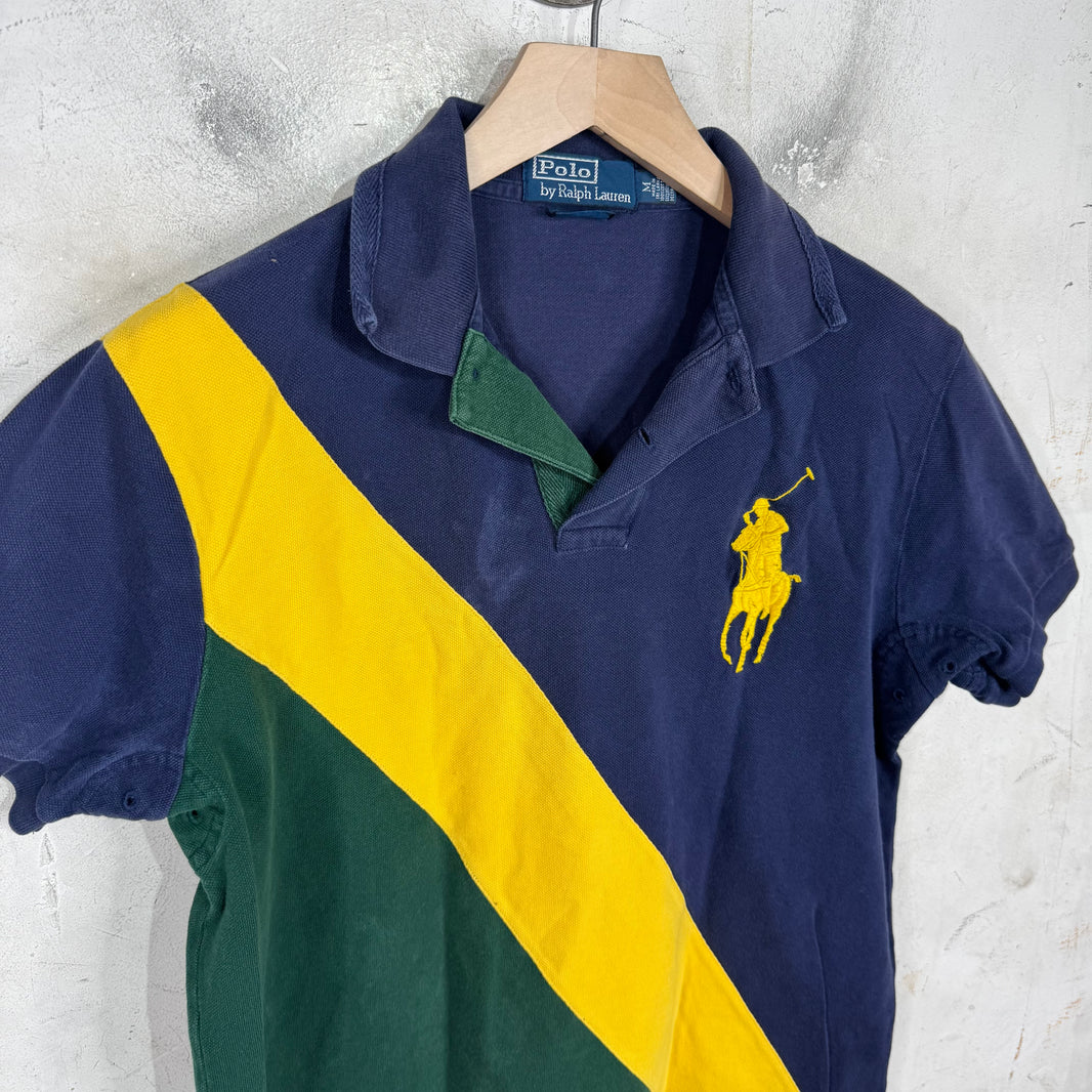 Ralph Lauren Tri Colored Paneled Yellow Big Pony Polo