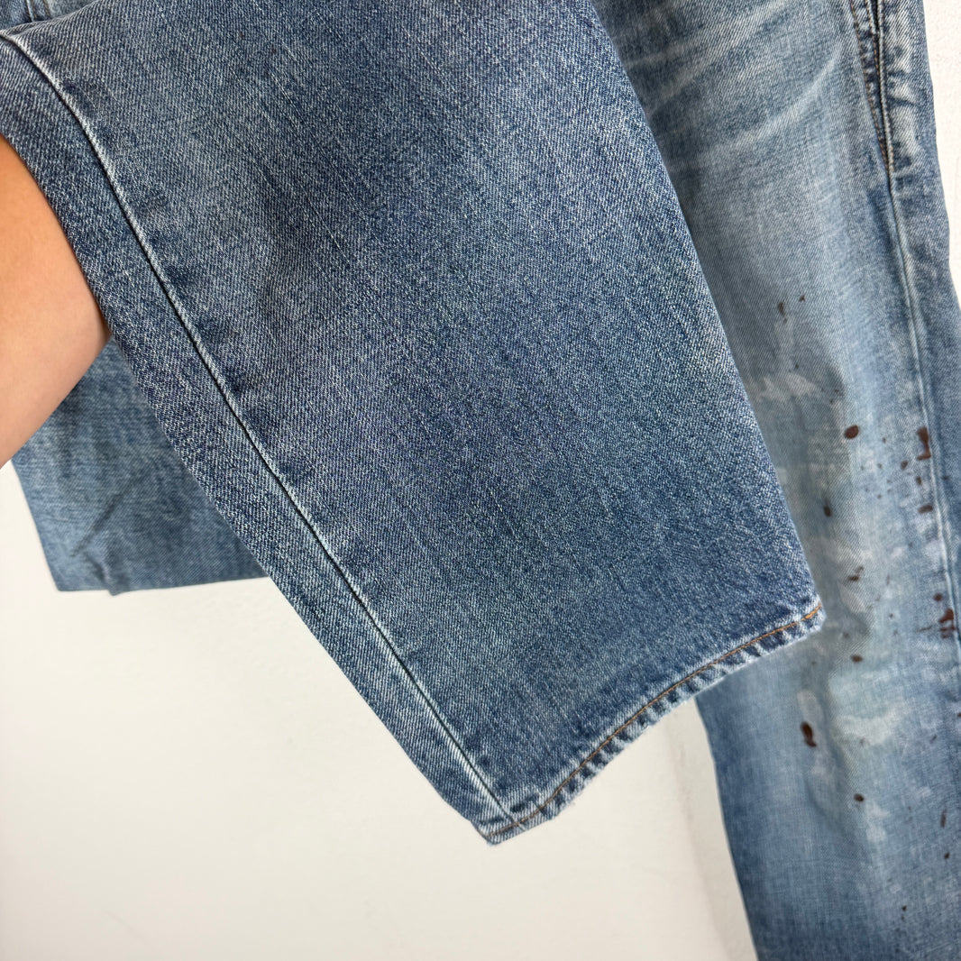 Saint Laurent Washed Blue Paint Splatter D18 Jeans