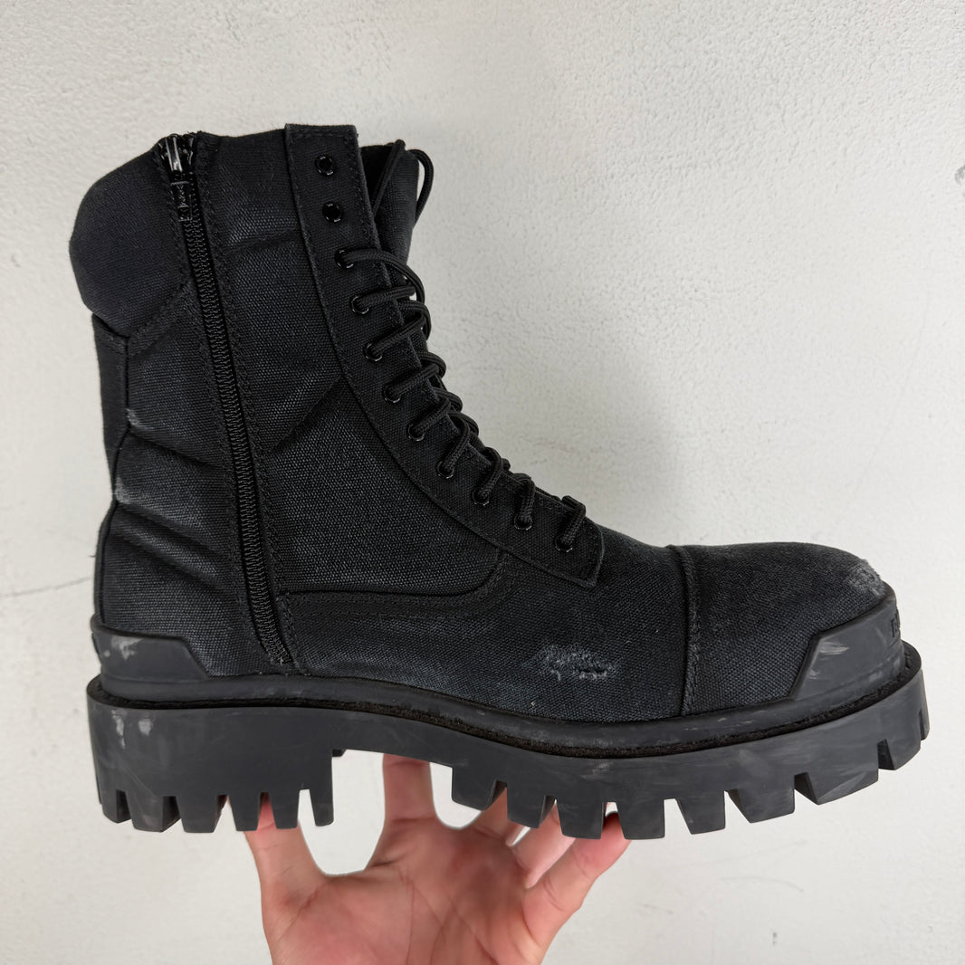Balenciaga Black Canvas Strike Boots