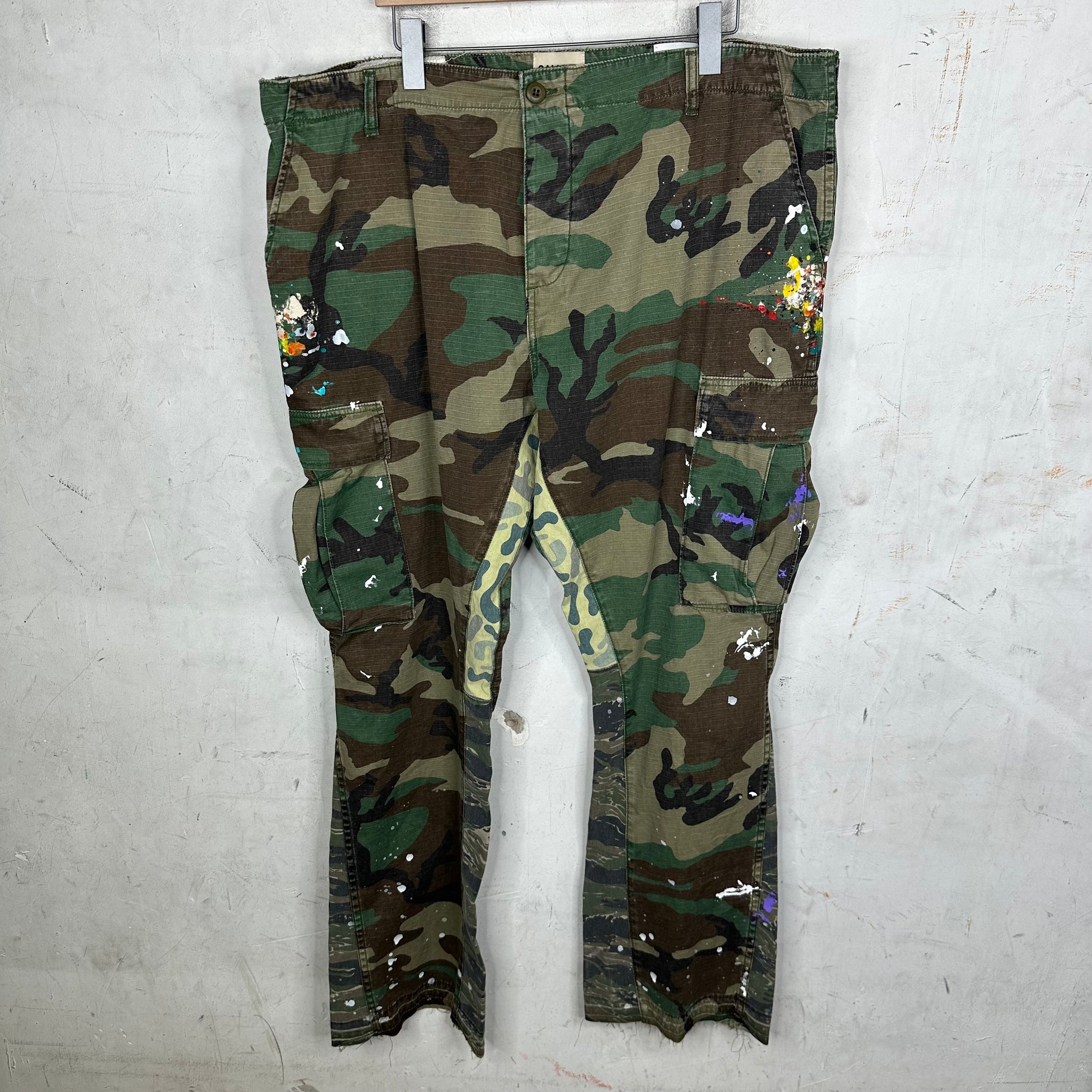 Gallery Dept. Camo Paint Splatter Flared Cargo Pants
