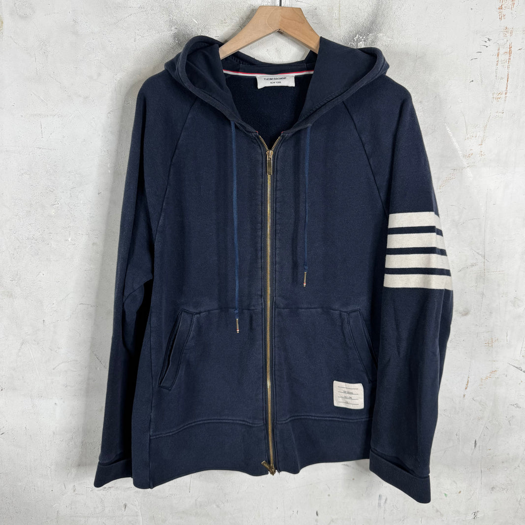 Thom Browne Navy Zip Hoodie