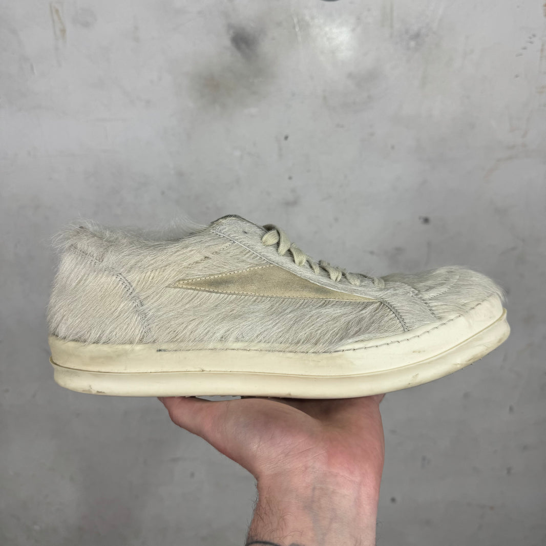 Rick Owens Cream Ponyhair Low Vans