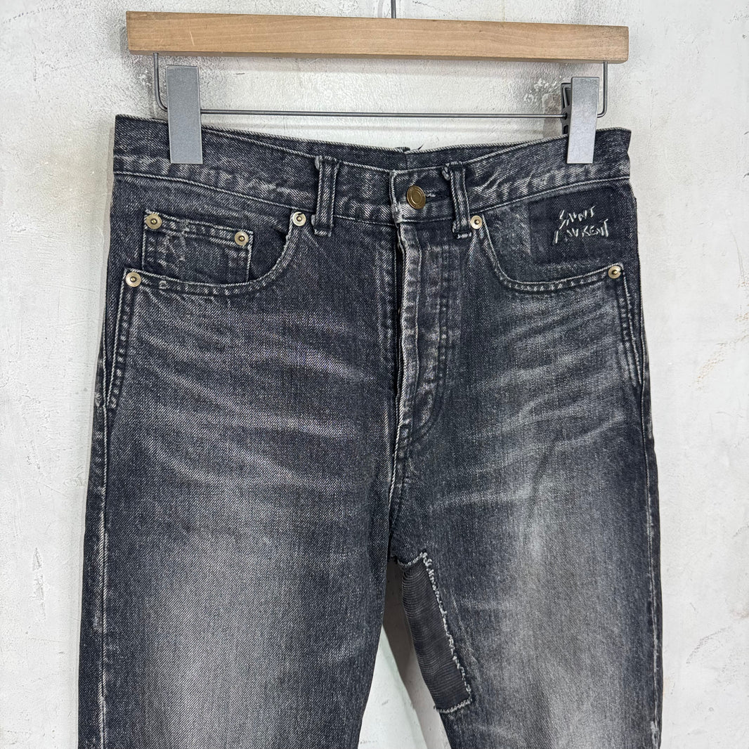 Saint Laurent Washed Black Patched D14 Jeans
