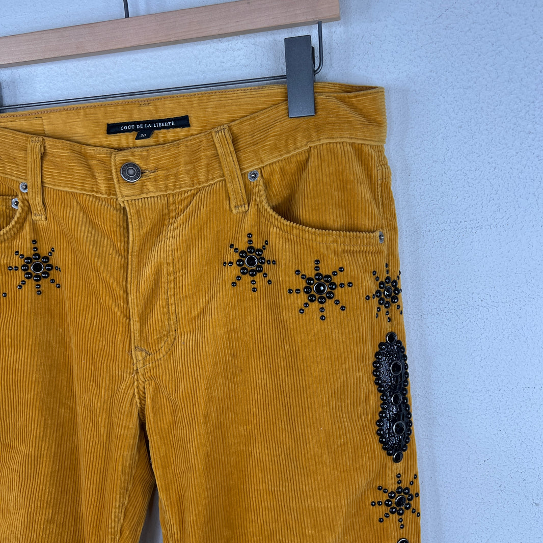 Cout De La Liberte Corduroy Jeweled Flare Pants