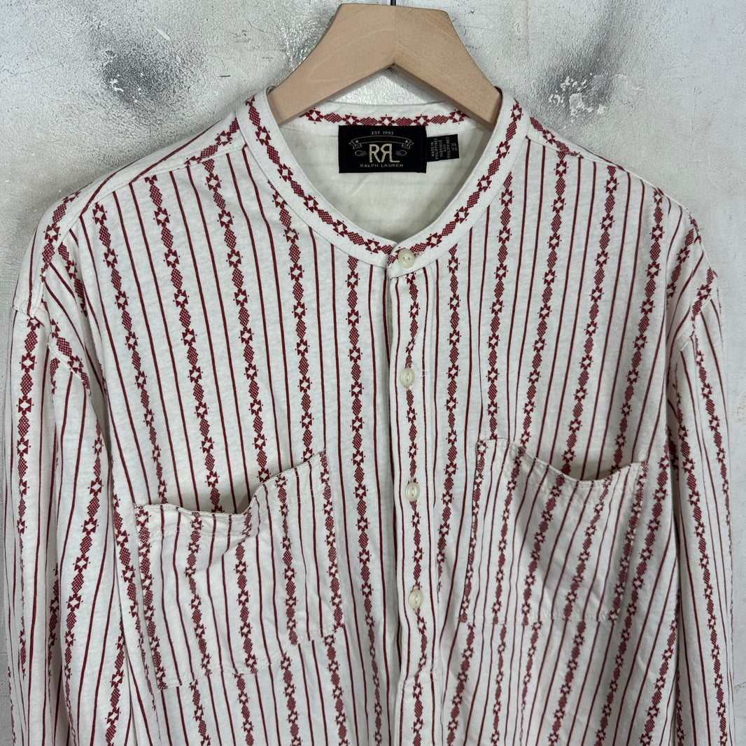 RRL Half Button Red Patterned Linen Shirt