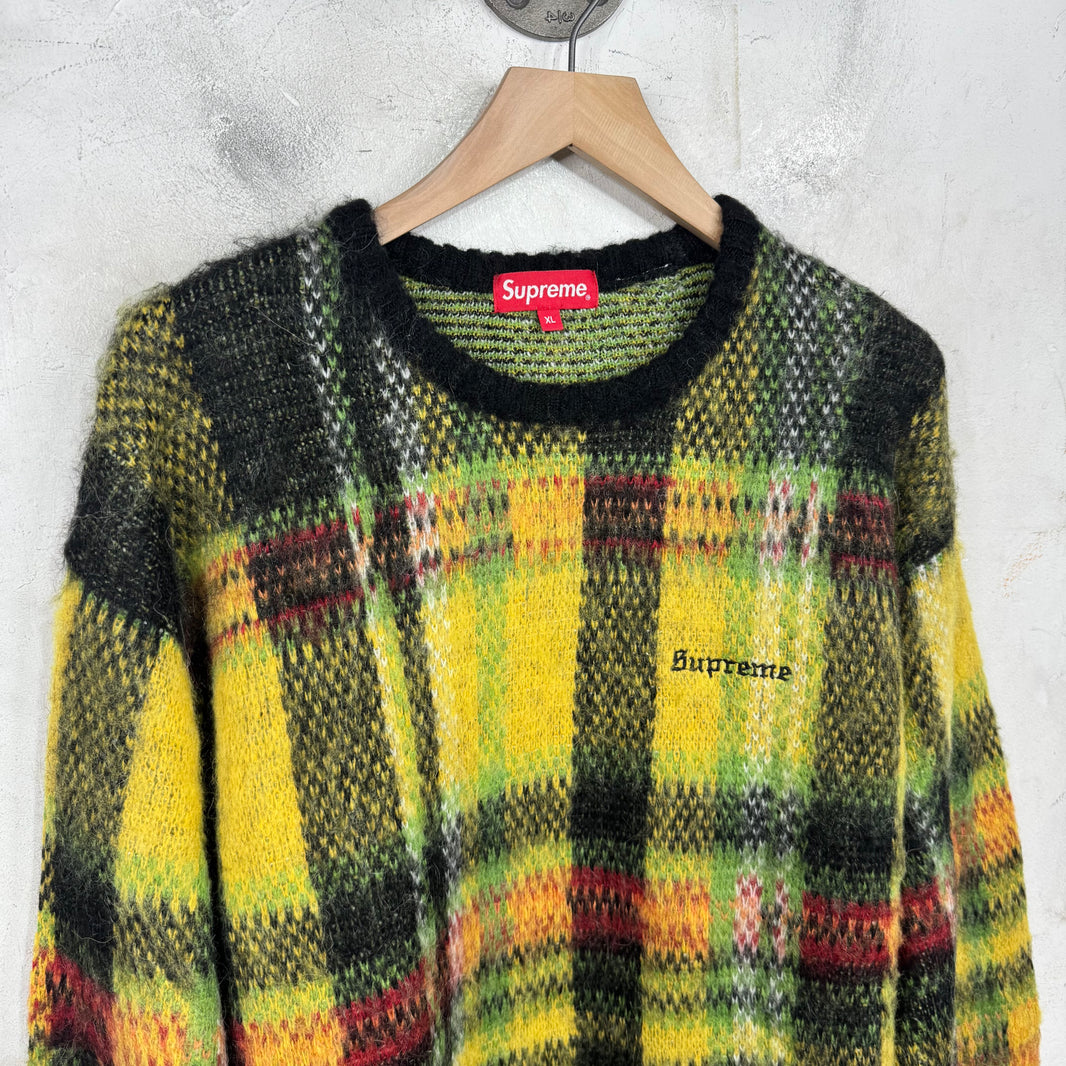 Supreme Plaid Brushed Mohair Sweater