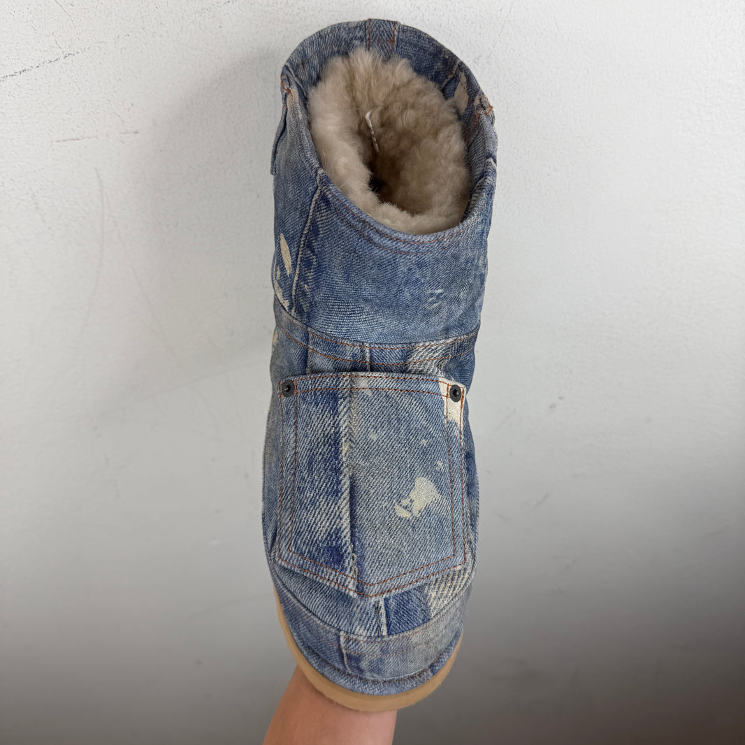 Acne Studios Batter Low Denim Print Boots
