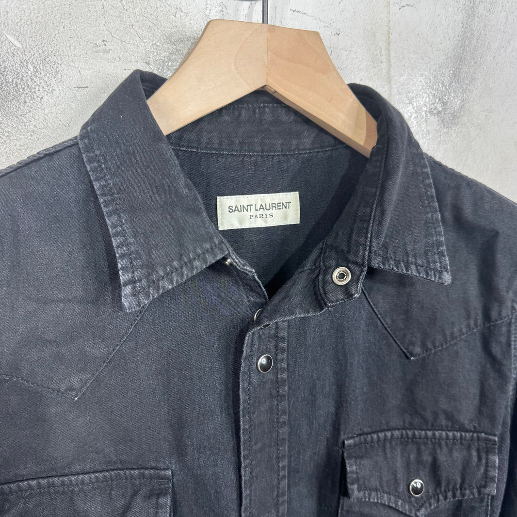 Saint Laurent Snapped Light Denim Shirt