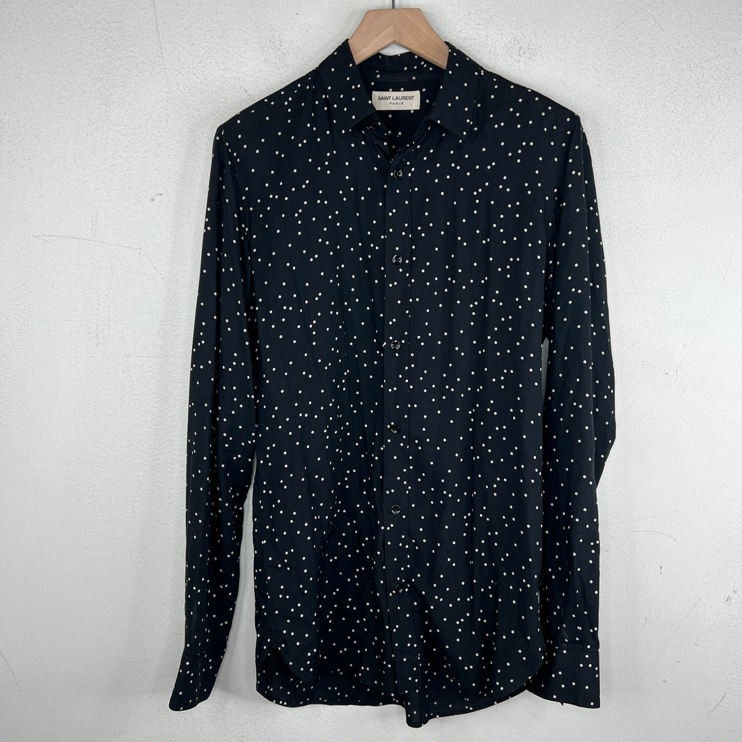 Saint Laurent Black Polka Dot Button Down Shirt