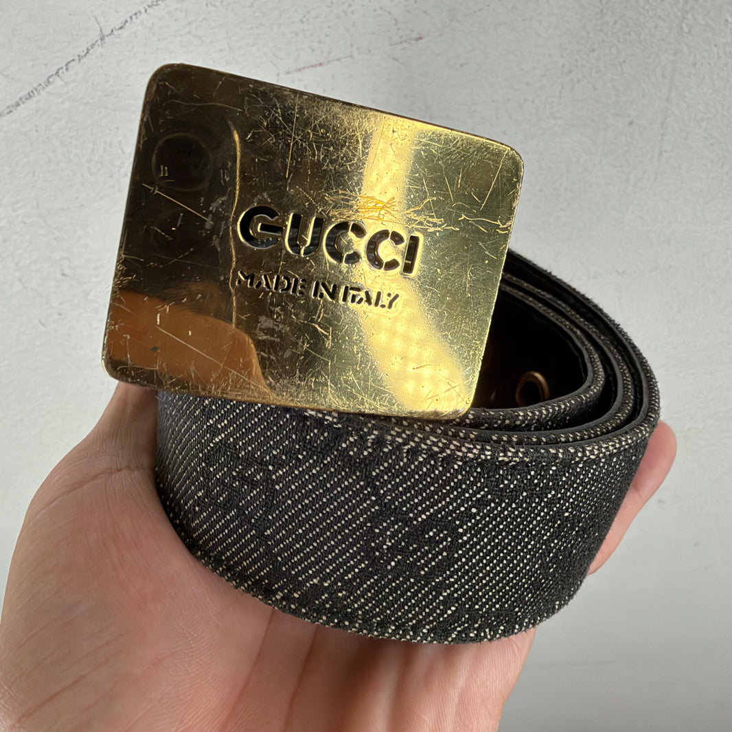 Gucci Denim Monogram Belt