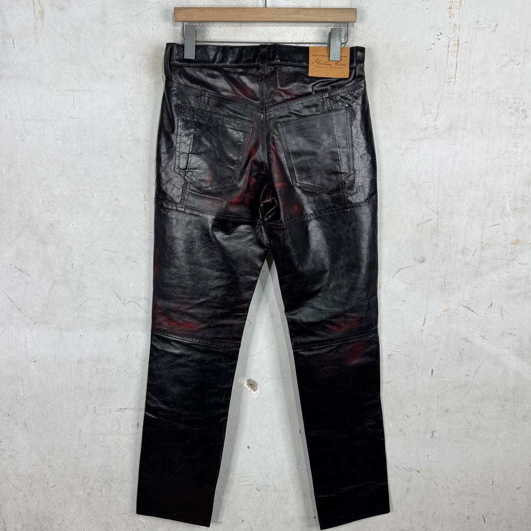 Martine Rose Leather Patina'd Distressed Pants