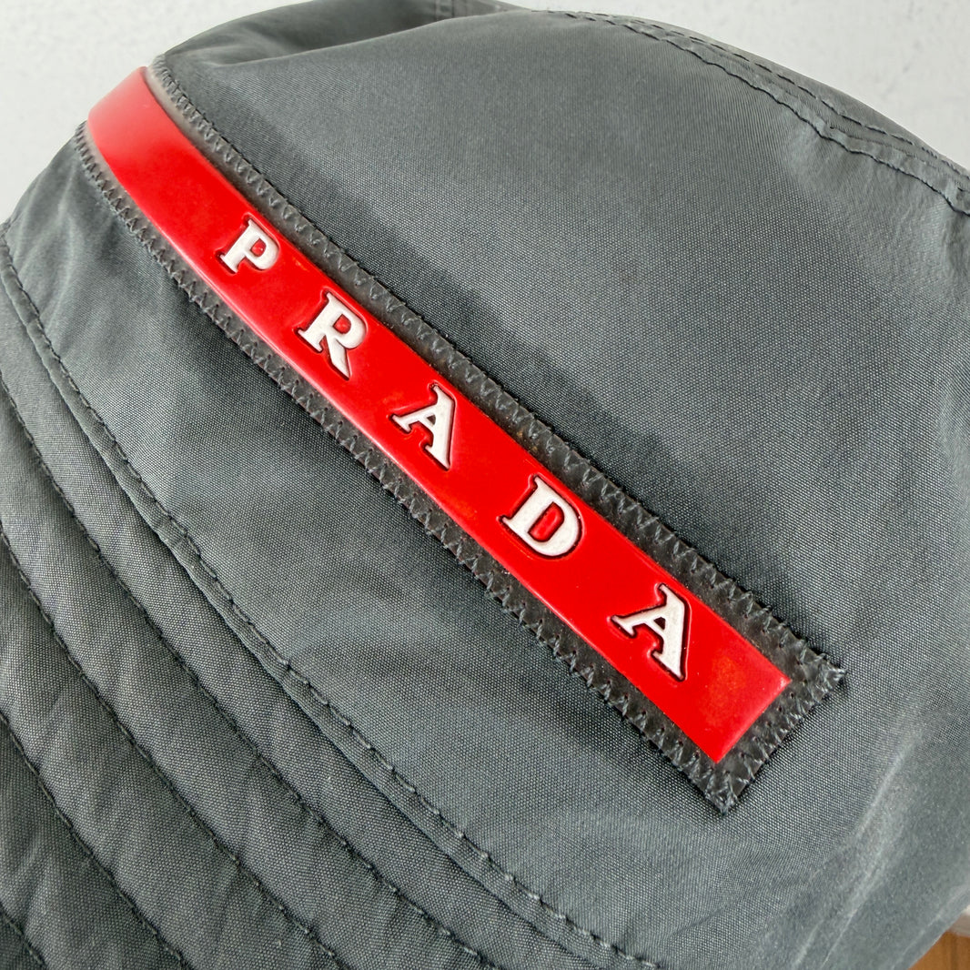 Prada Grey Linea Rossa Bucket Hat