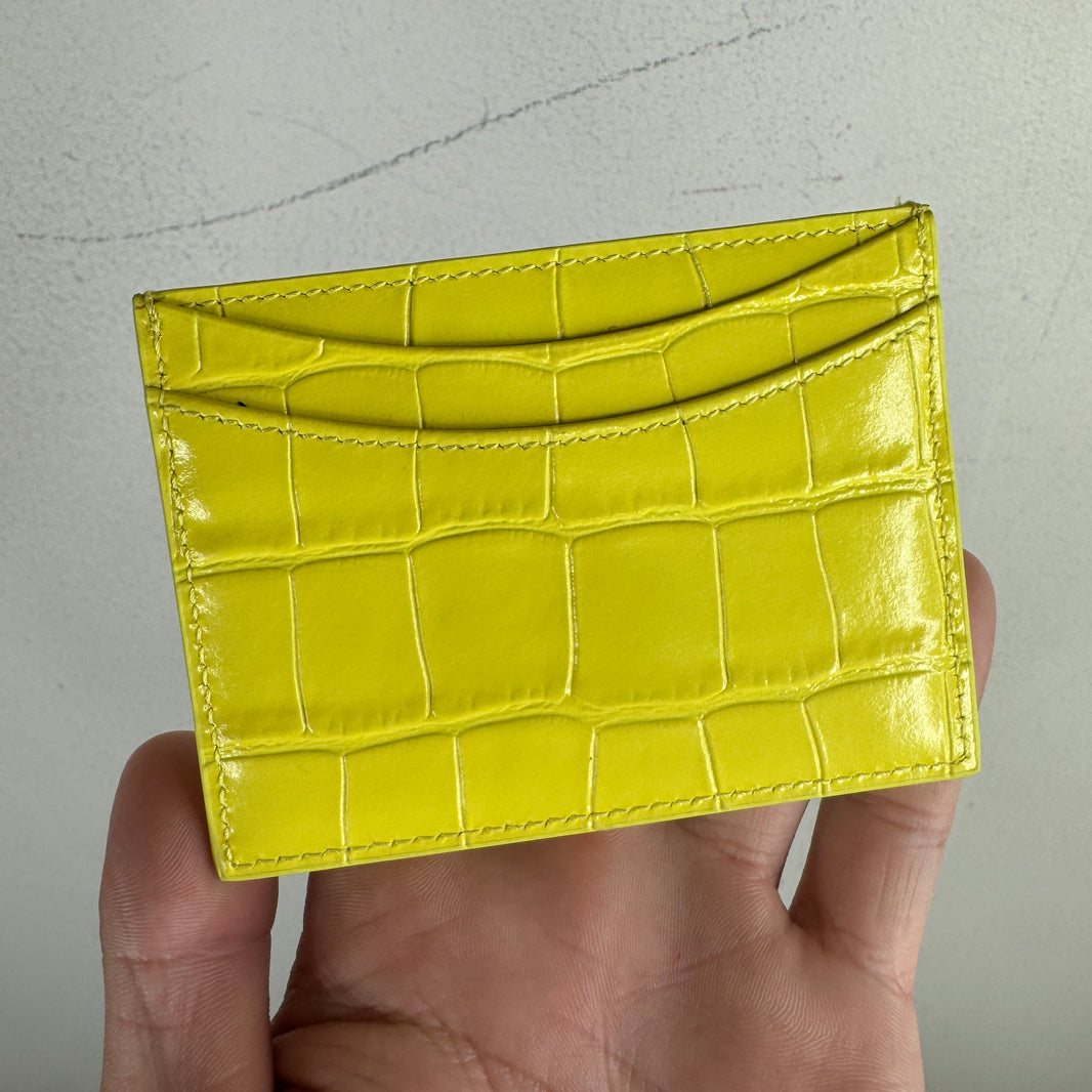 Balenciaga Neon Green Croc Card Holder