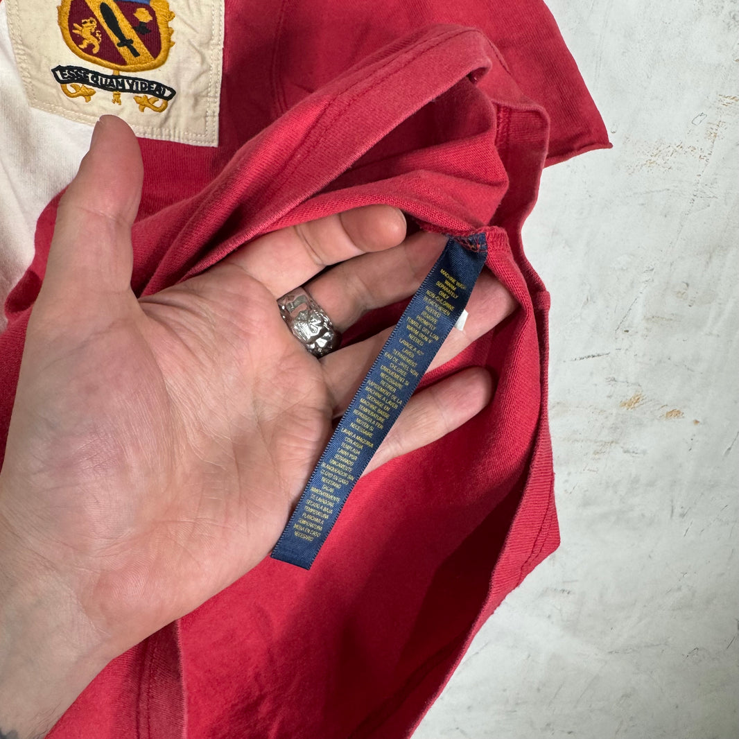 Ralph Lauren Red Rugby White V Crest Patch Polo