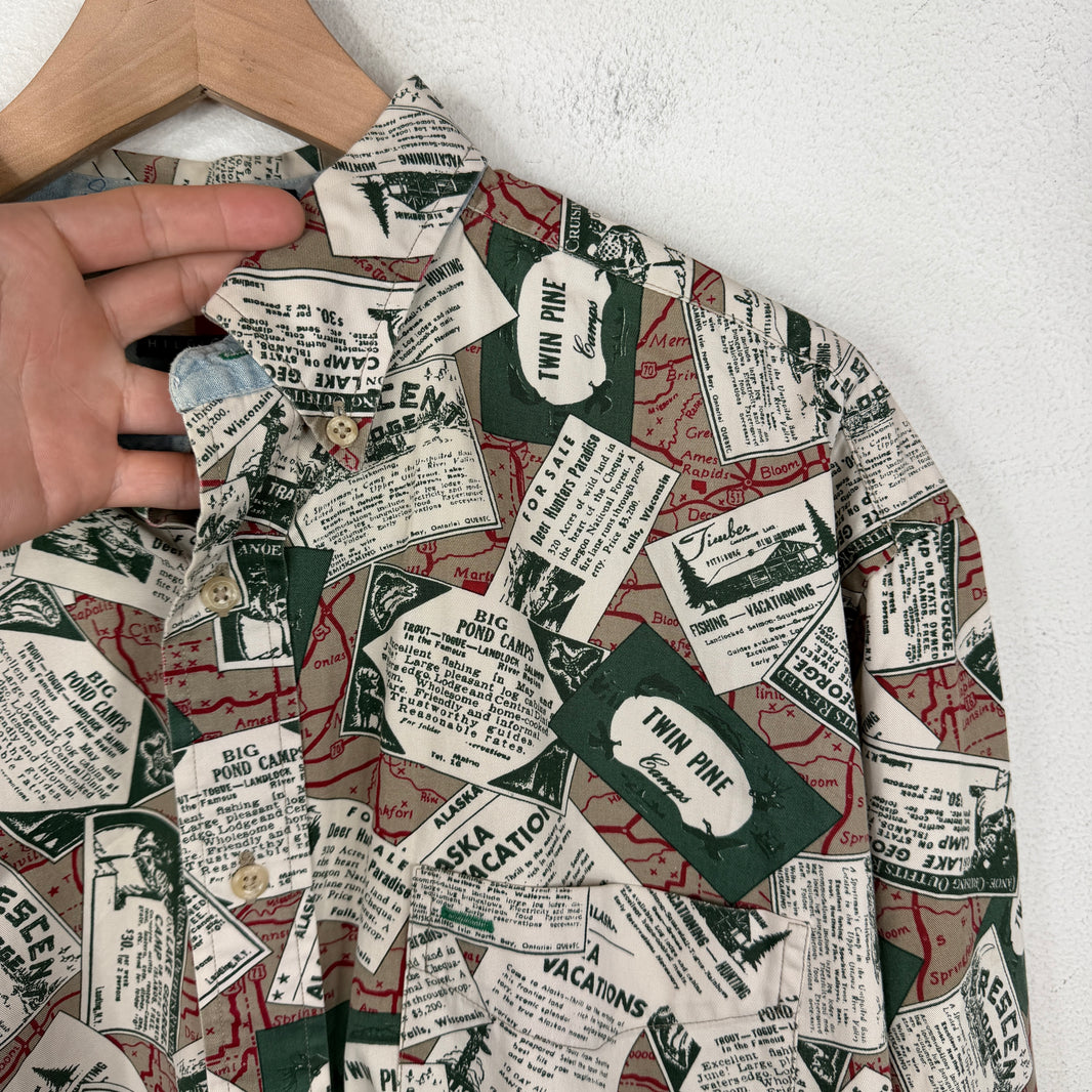 Vintage Tommy Hilfiger Post Card Button Up LS Shirt