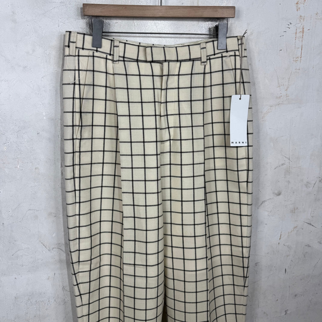 Marni Loose Beige Plaid Trousers