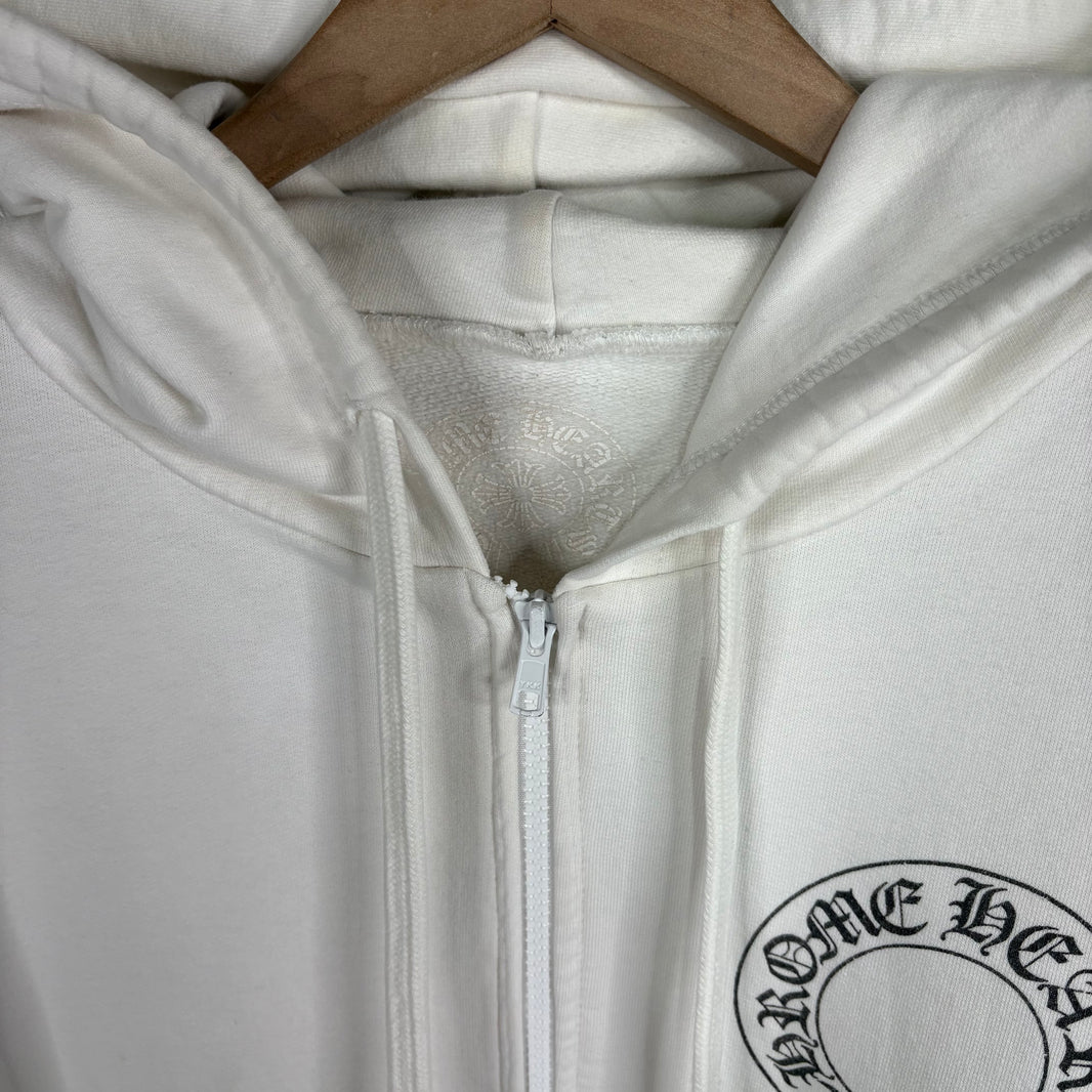 Chrome Hearts Smoked White Floral Horseshoe Zip Hoodie
