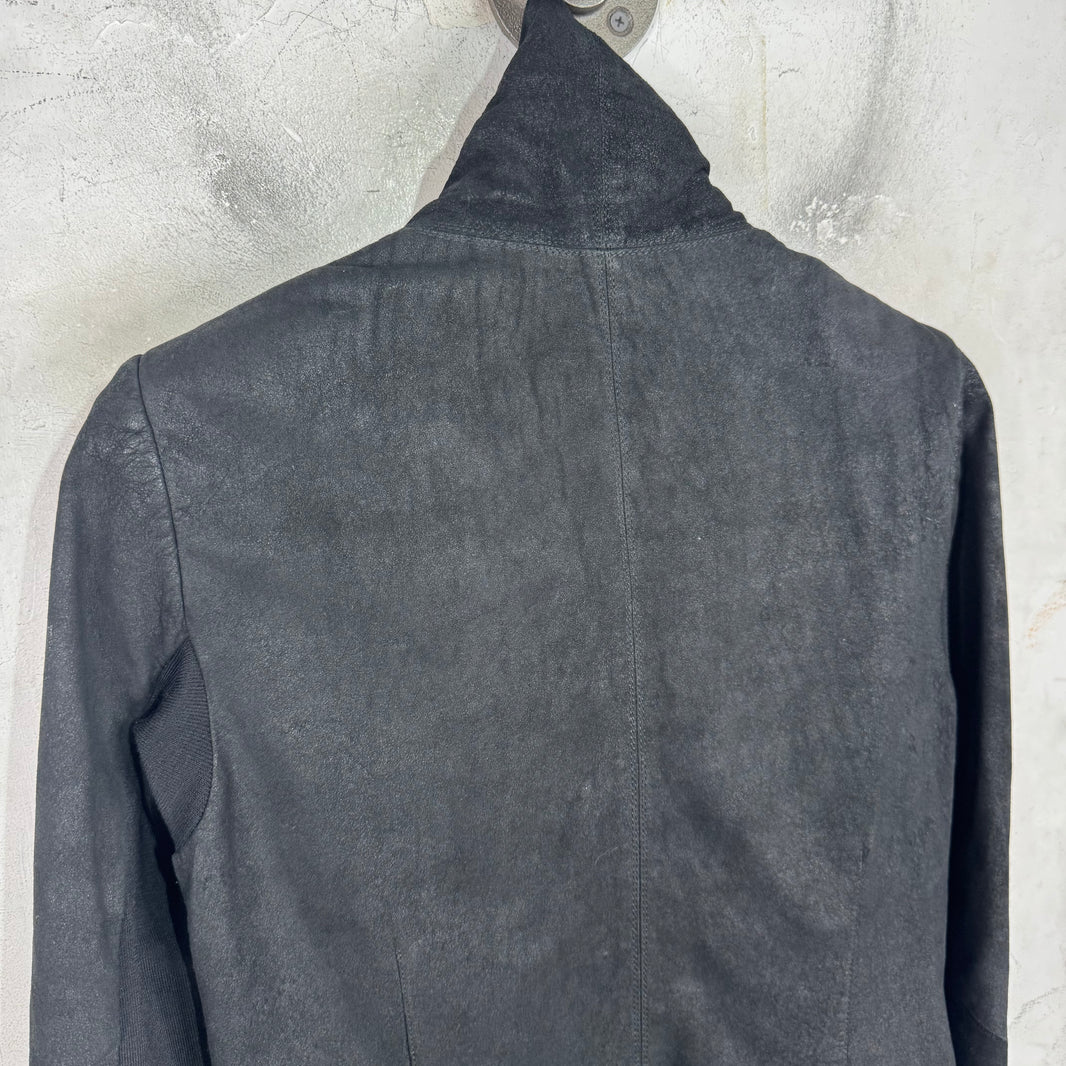 Rick Owens Asymmetrical Blistered Leather Jacket