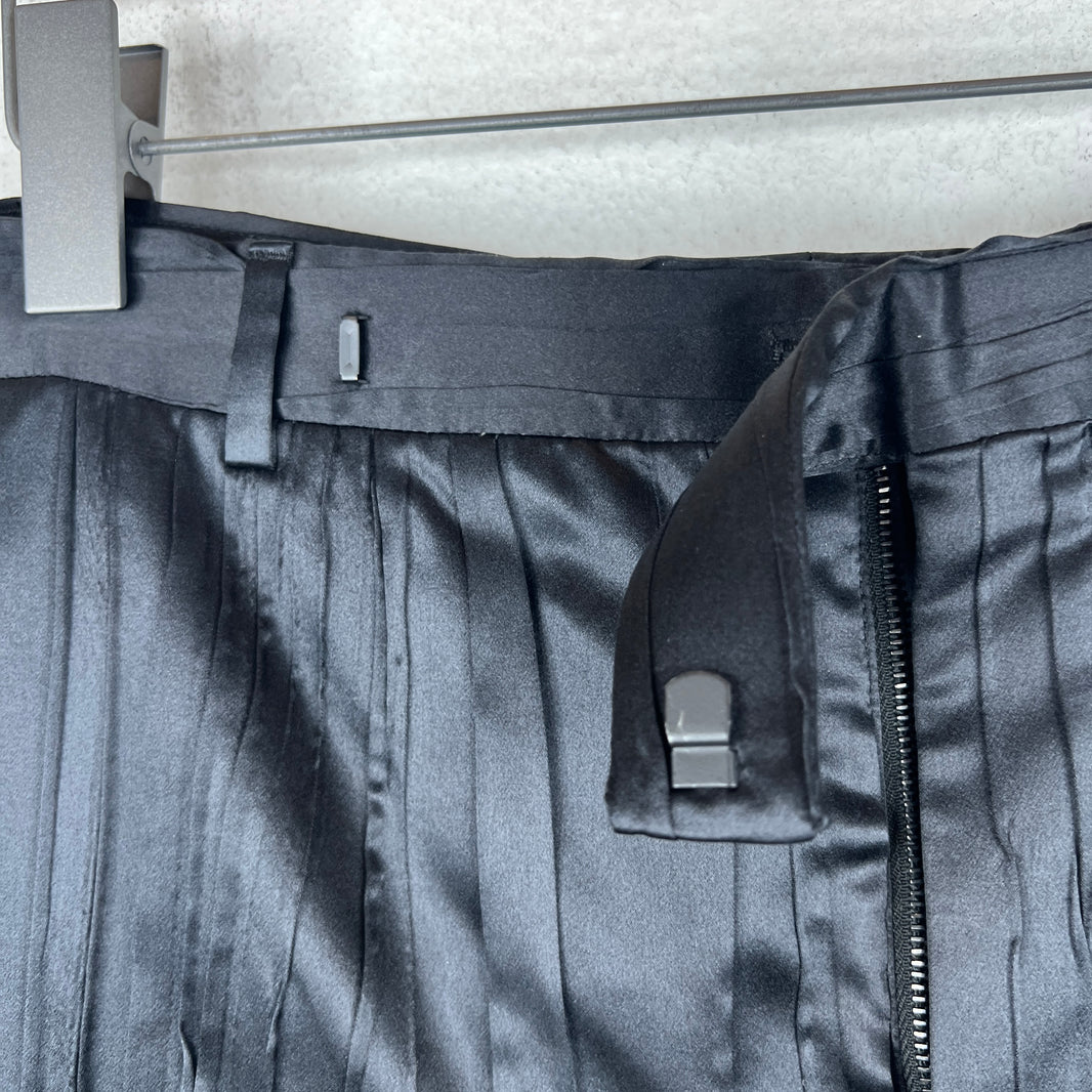 Saint Laurent Black Pleated Silk Trousers