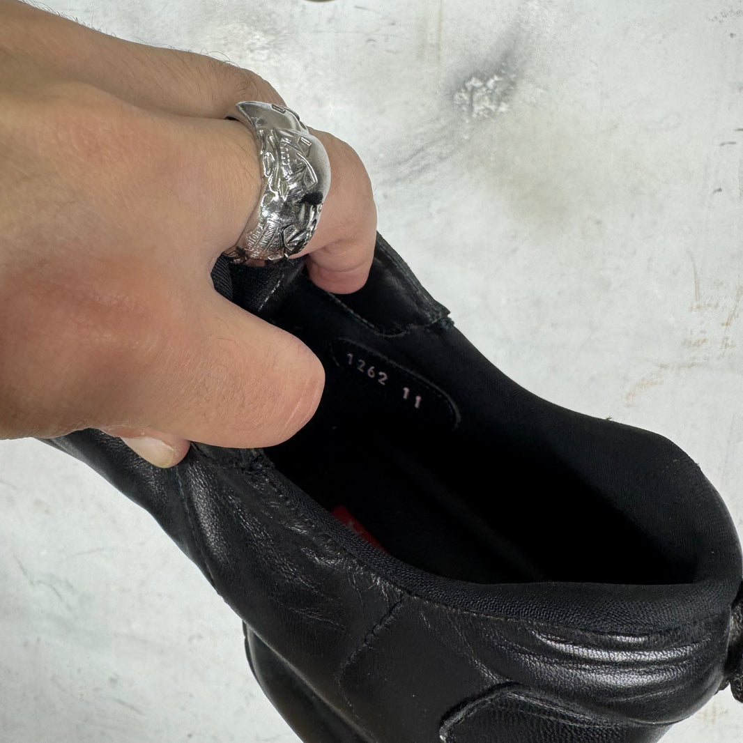 Prada Black Quilted Flat Leather Sneakers