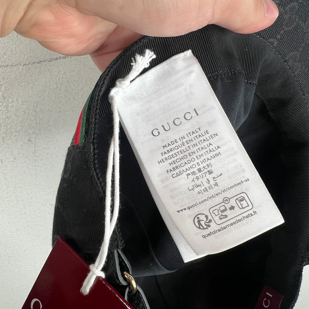 Gucci Black Monogram Web Hat