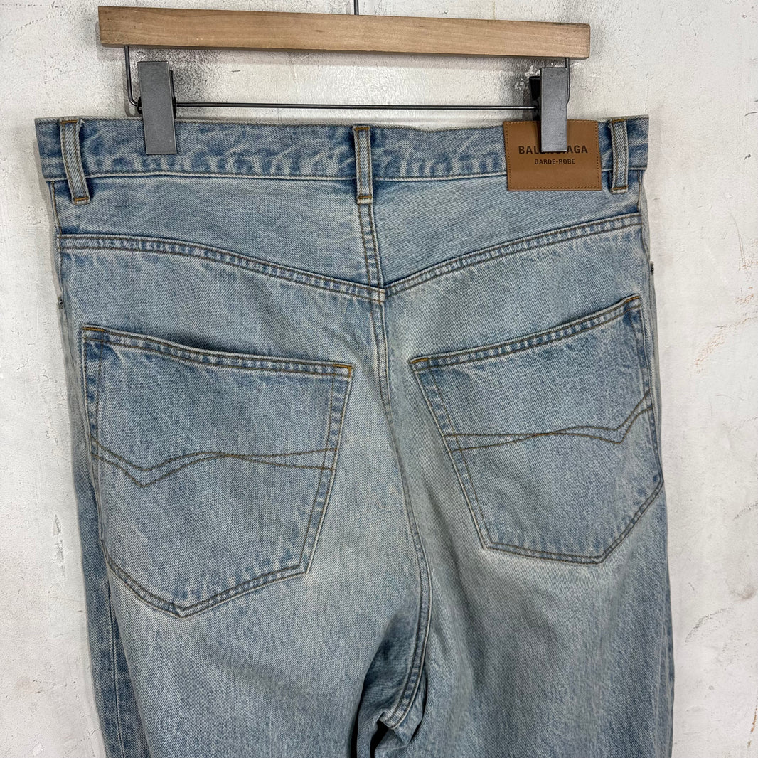 Balenciaga Lightwash Garde Robe Baggy Jeans