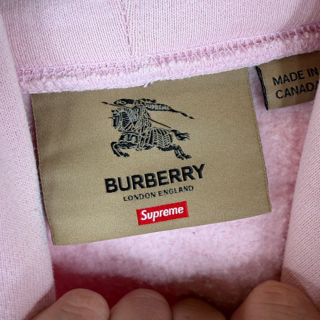 Supreme Pink Burberry Box Logo Hoodie