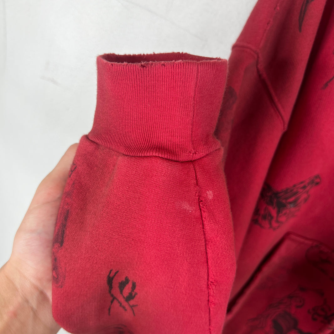 Balenciaga Red Tattoo Zip-Up Hoodie