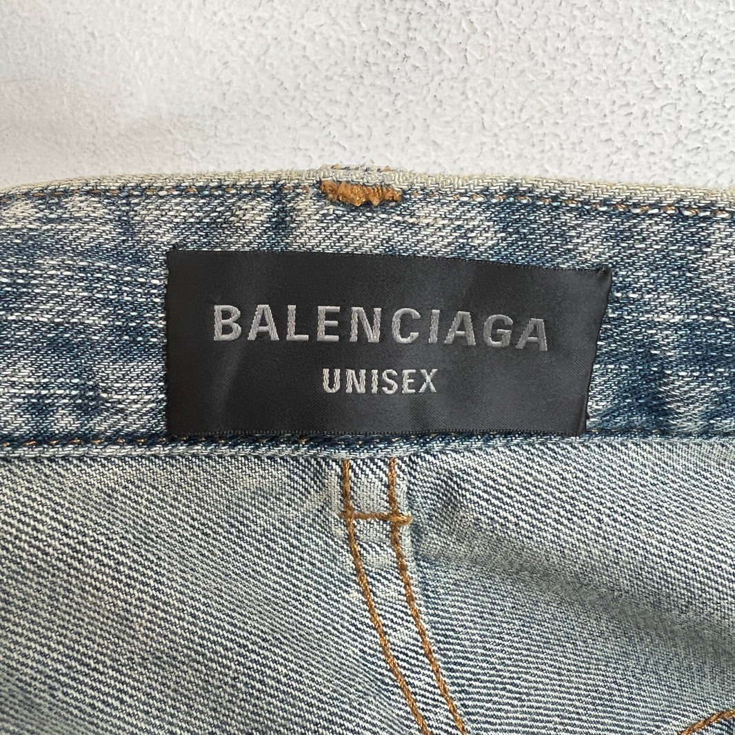 Balenciaga Paneled Drawstring Baggy Denim Jeans
