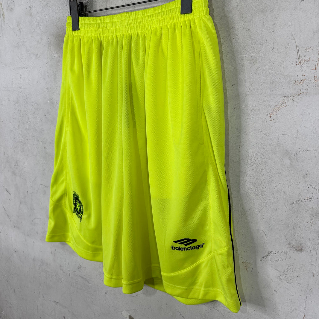 Balenciaga Neon Mesh Soccer Shorts