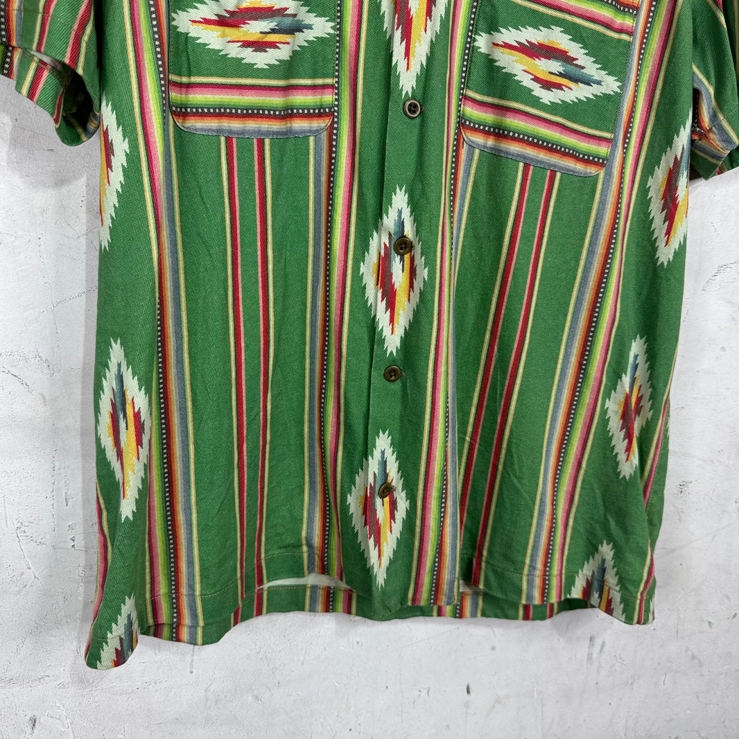 RRL Green Southwestern Print S/S Shirt