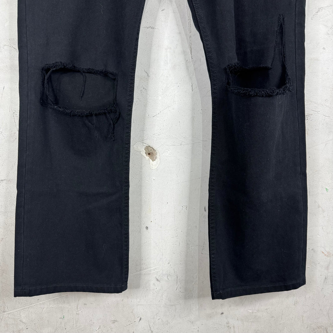 Balenciaga Black Distressed Straight Jeans