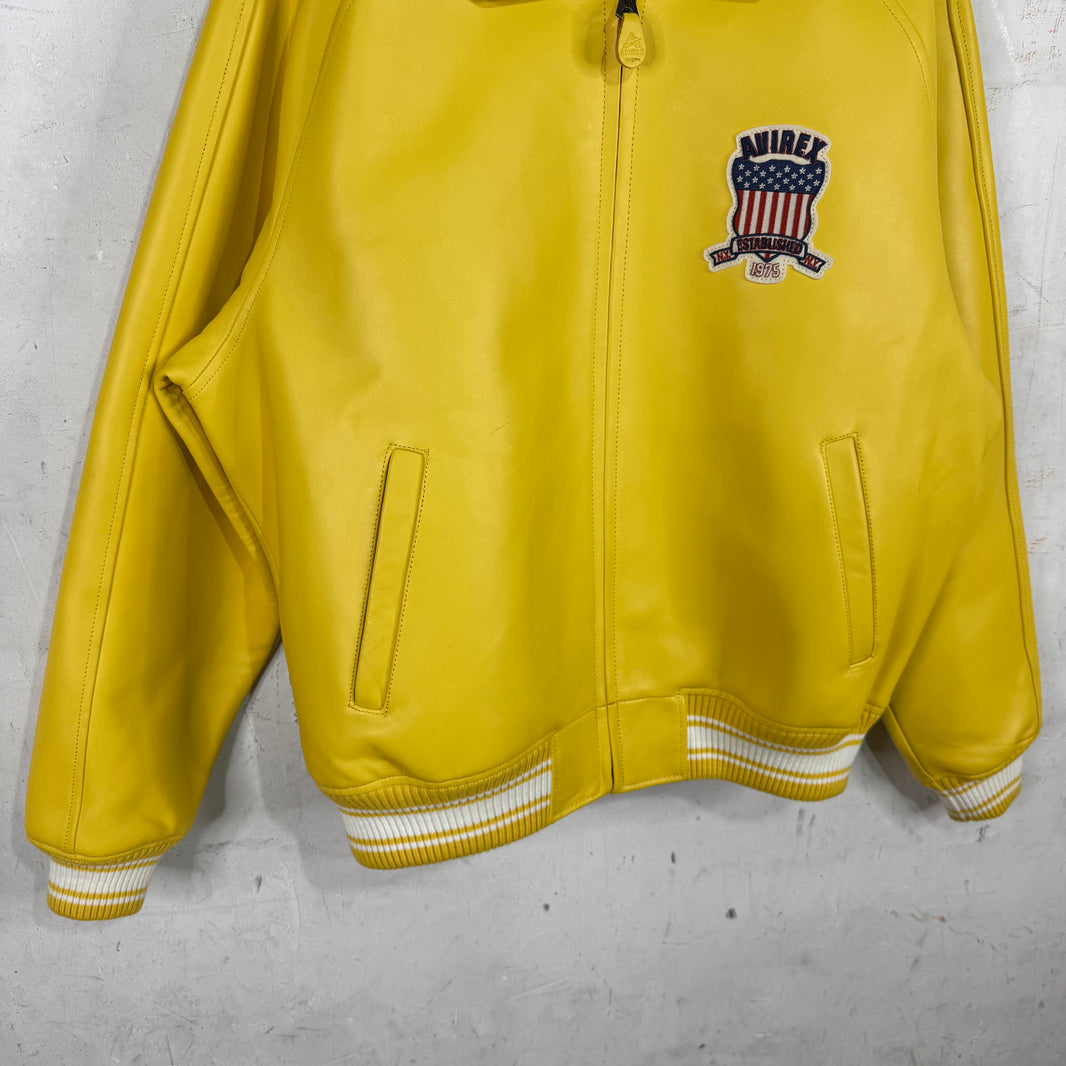 Avirex Yellow Leather Patch Jacket