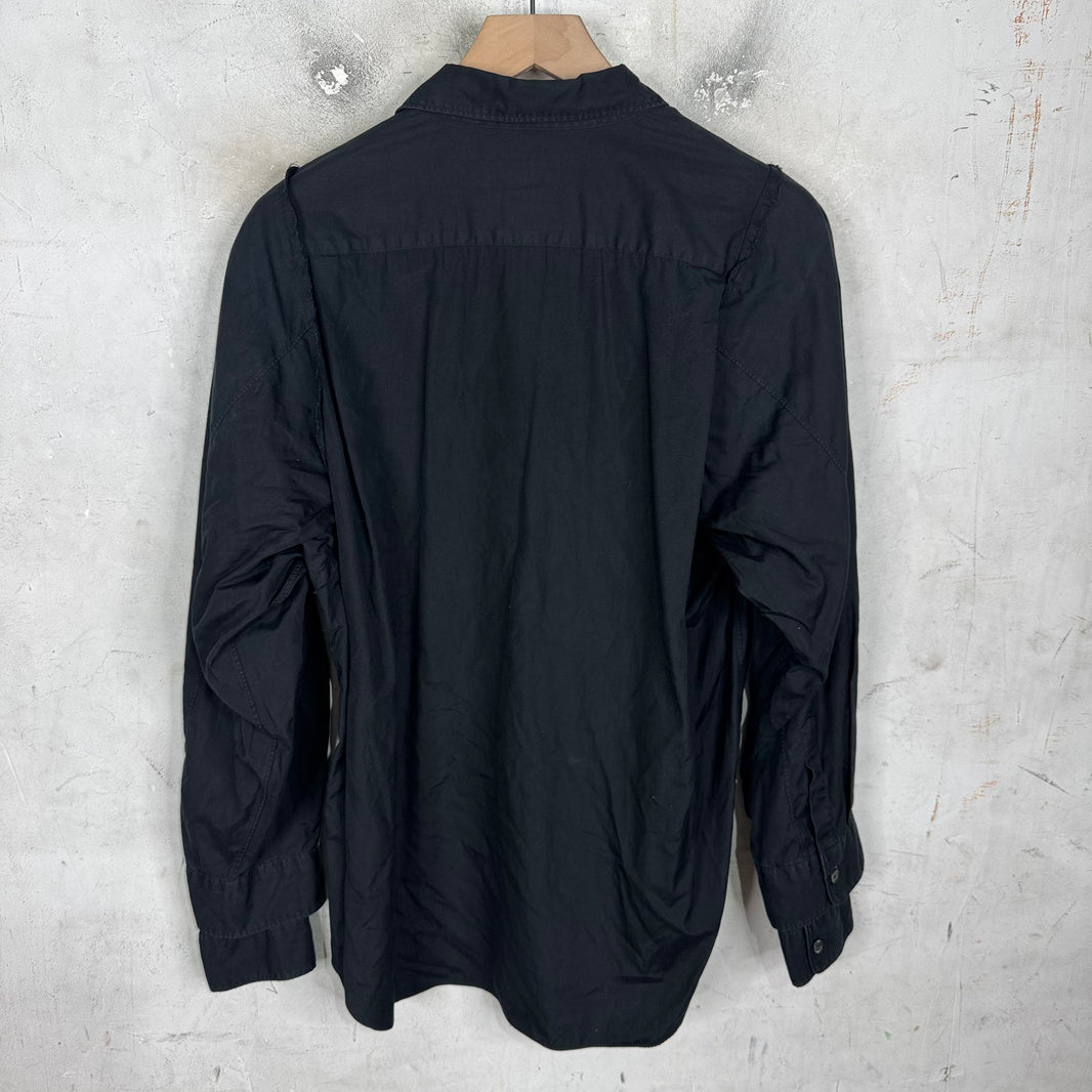 CDG Homme Plus Black Layered Buttoned Shirt
