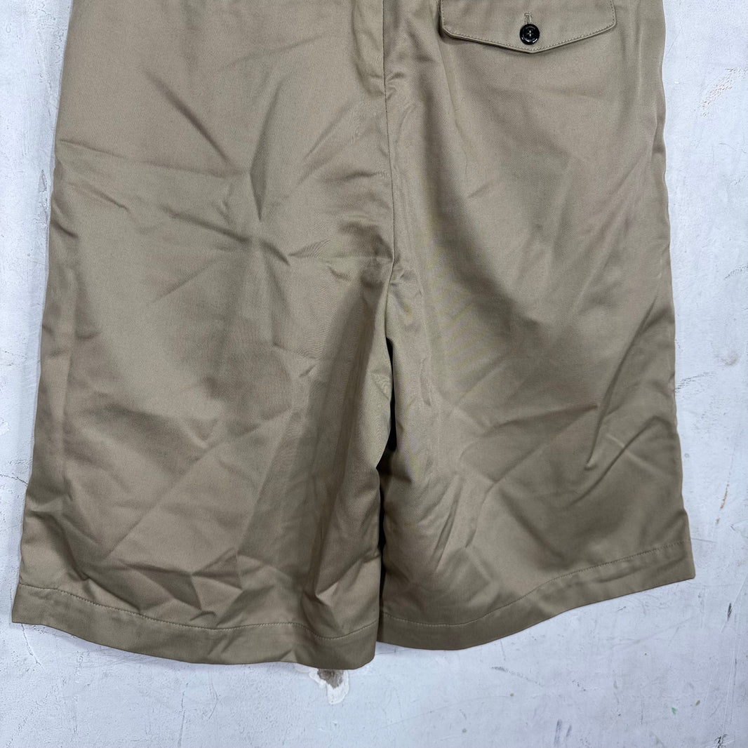 Willy Chavarria Khaki Pleated Canvas Shorts
