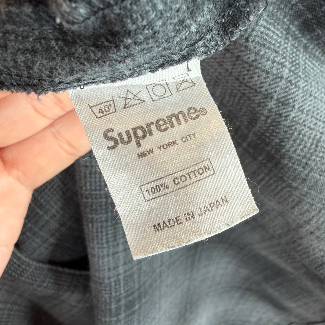 Supreme Gray/Black Button Up Flannel