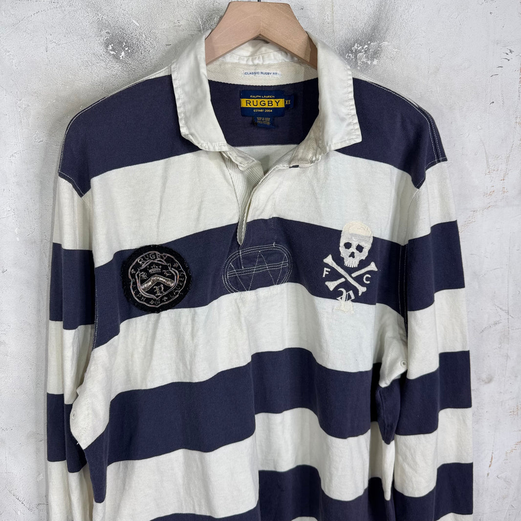 Ralph Lauren Rugby Blue Striped Skull L/S Polo