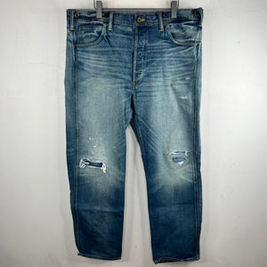 RRL Distressed Buckle Back Jeans