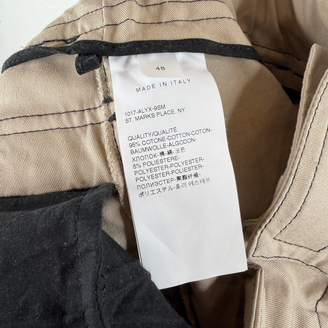 Alyx Beige Contrast Stitch Convertible Cargo Trousers