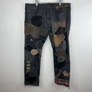 Kapital Black Patchwork Straight Denim Jeans
