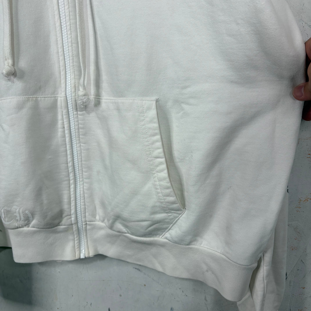 Chrome Hearts Smoked White Floral Horseshoe Zip Hoodie