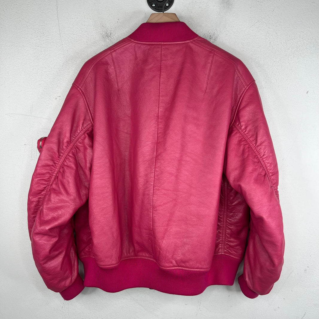 Prada Pink Oversized Nappa Leather Bomber Jacket