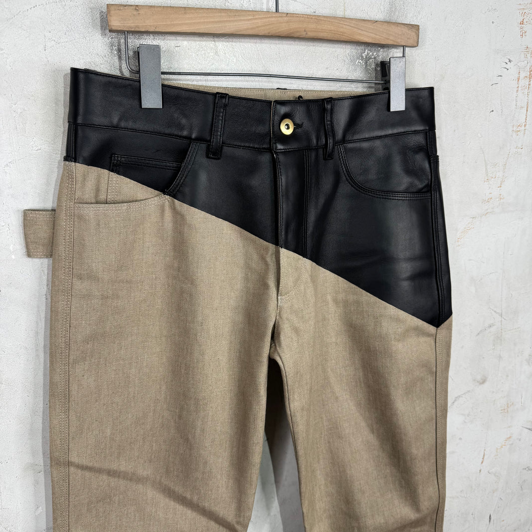 Bottega Veneta 2020 Canvas Leather Panelled Jeans