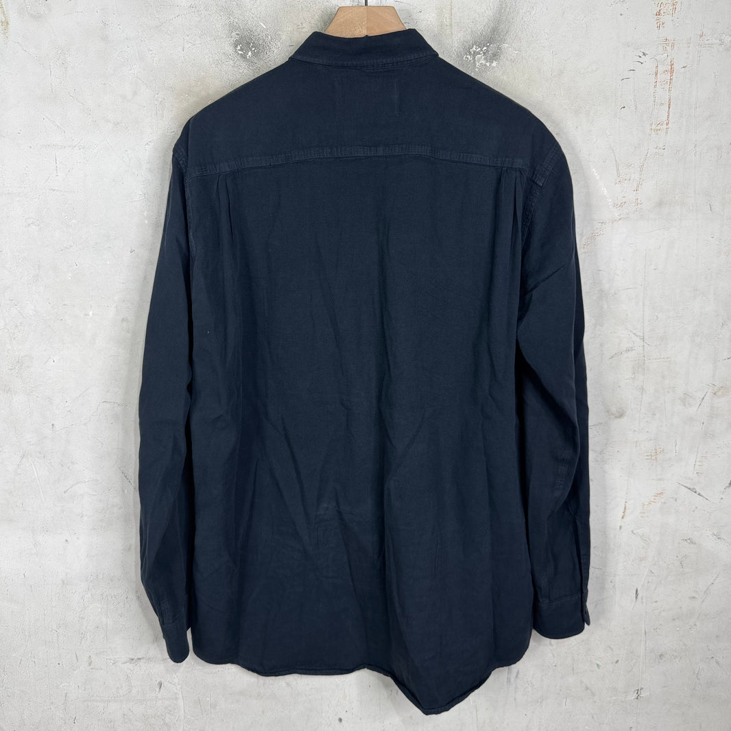 Our Legacy Dyed Navy Cotton Shirting Shirt