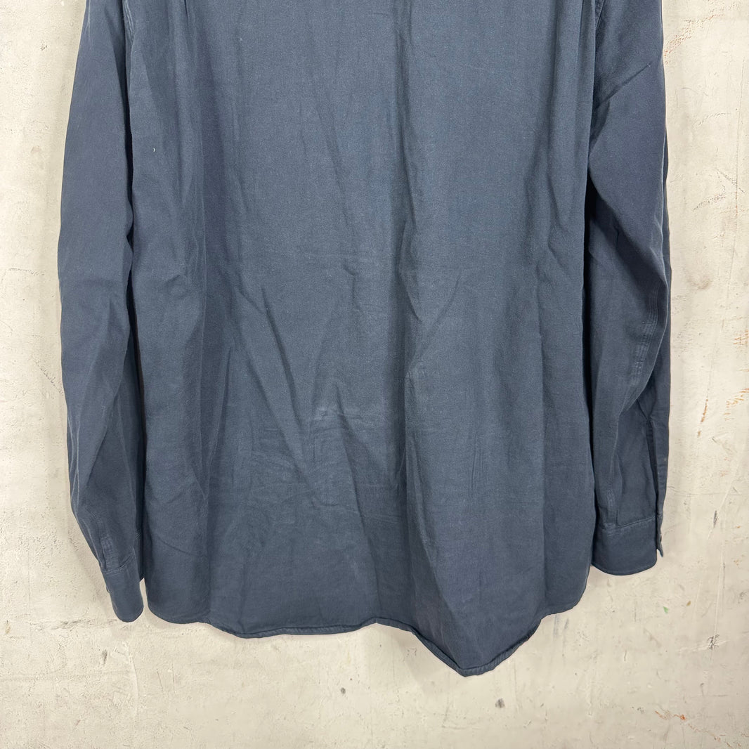 Our Legacy Dyed Navy Cotton Shirting Shirt