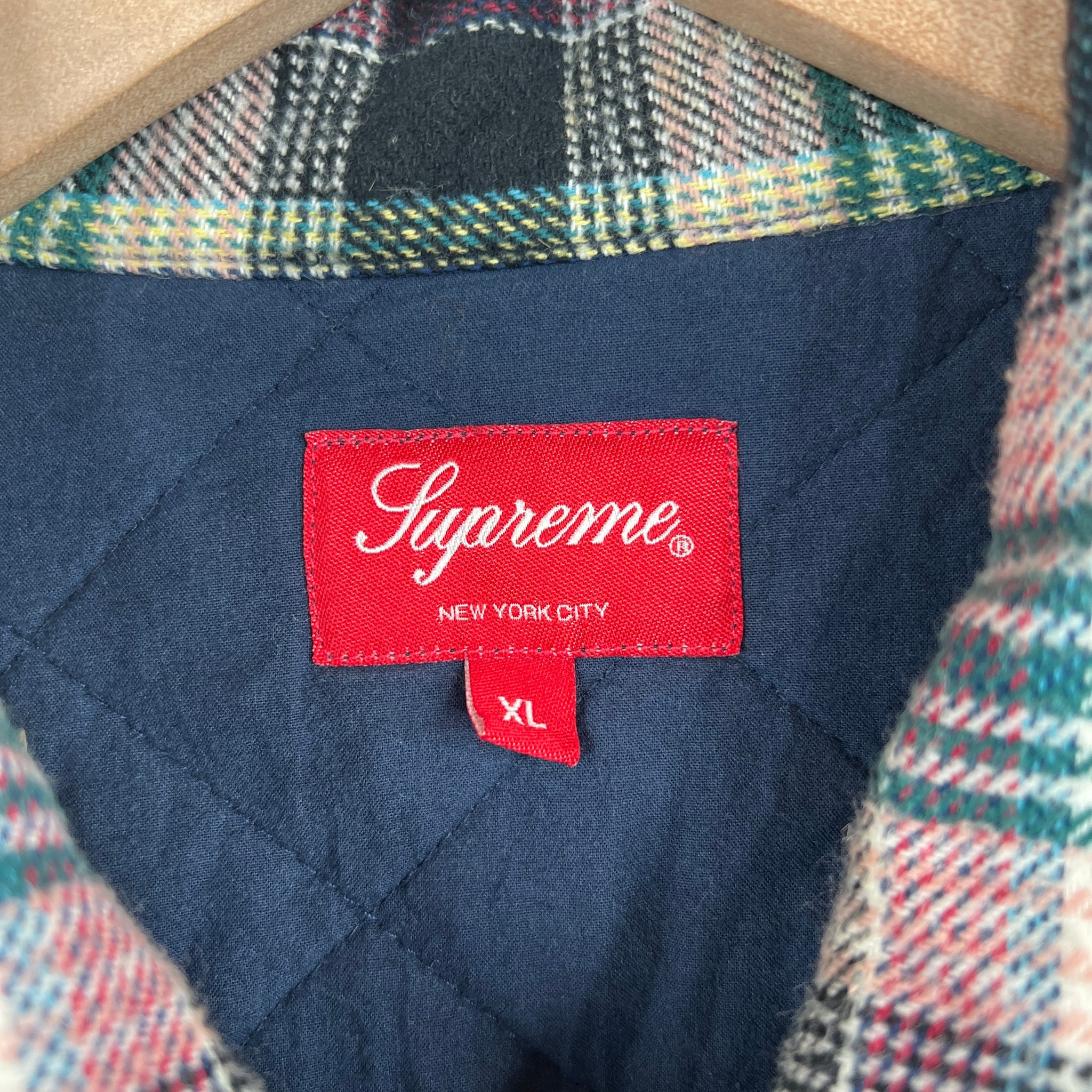 Supreme Quilted Plaid Zip Up Jacket