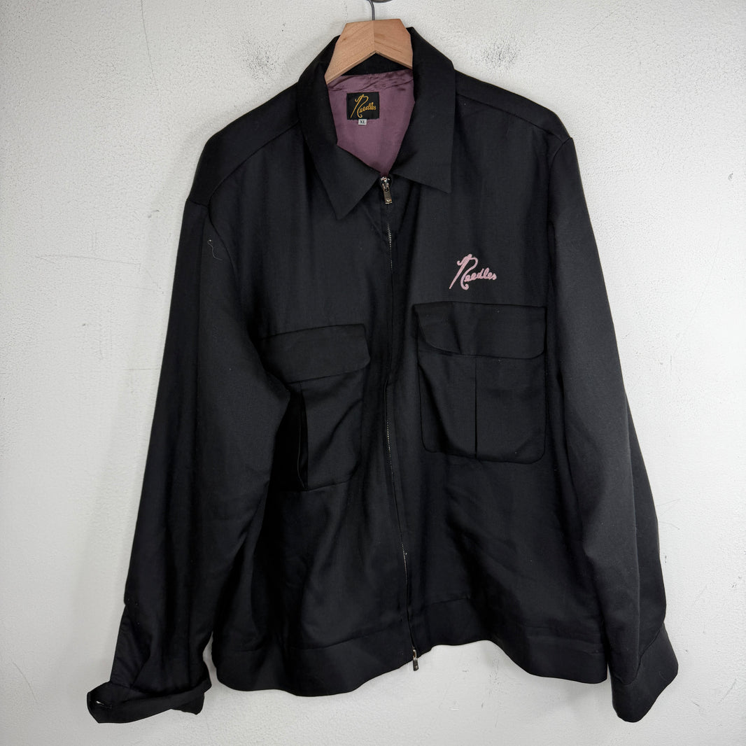 Needles Chainstitch Logo Black Zip Jacket